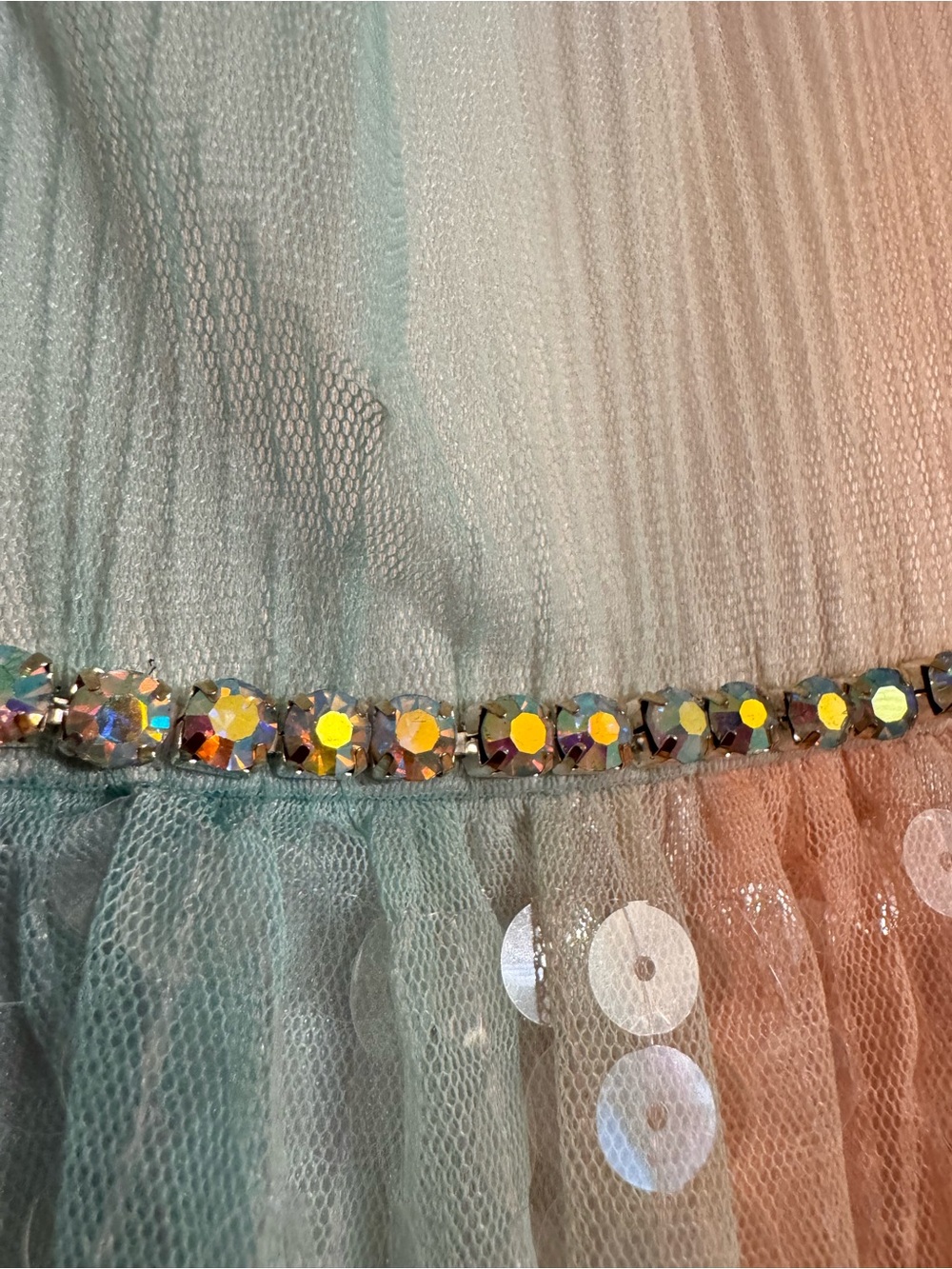 Couture Princess Little Girl Ki Pastel Rainbow Sequin Layered Tulle Dress Size 6 - Picture 8 of 16